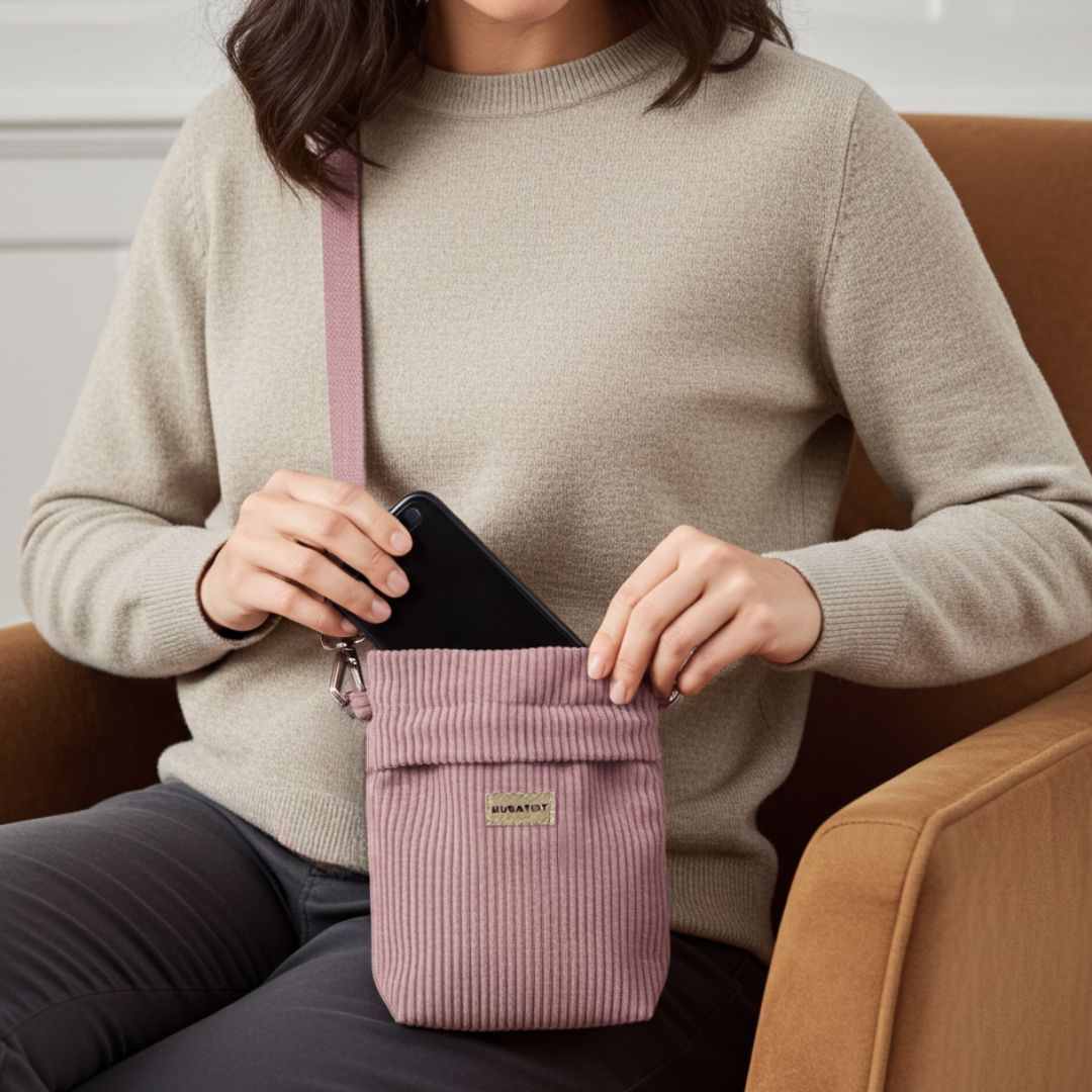 GRETJE MINI Handy Umhängetasche - Umhängetaschen - Cord Ash Rose - Kuratist