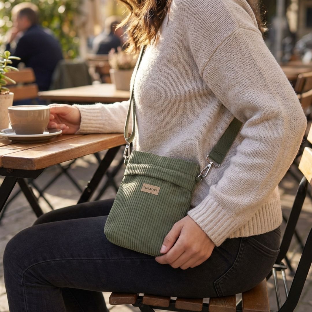 GRETJE MINI Handy Umhängetasche - Umhängetaschen - Cord Muted Olive - Kuratist