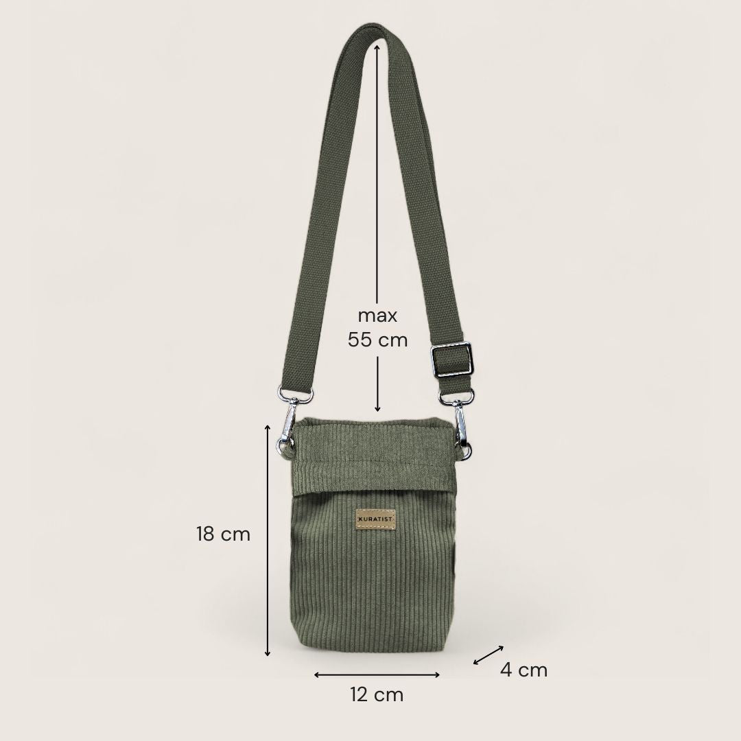 GRETJE MINI Handy Umhängetasche - Umhängetaschen - Cord Muted Olive - Kuratist