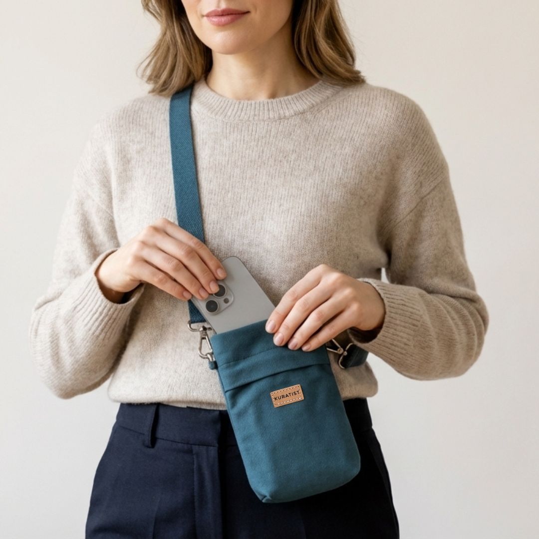 GRETJE MINI Handy Umhängetasche - Umhängetaschen - Teal - Kuratist