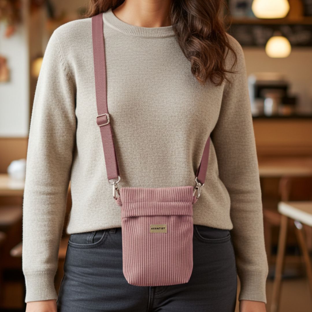 GRETJE MINI Handy Umhängetasche - Umhängetaschen - Cord Ash Rose - Kuratist
