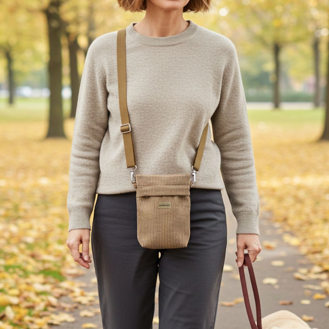 GRETJE MINI Handy Umhängetasche - Umhängetaschen - Cord Clay Dune - Kuratist