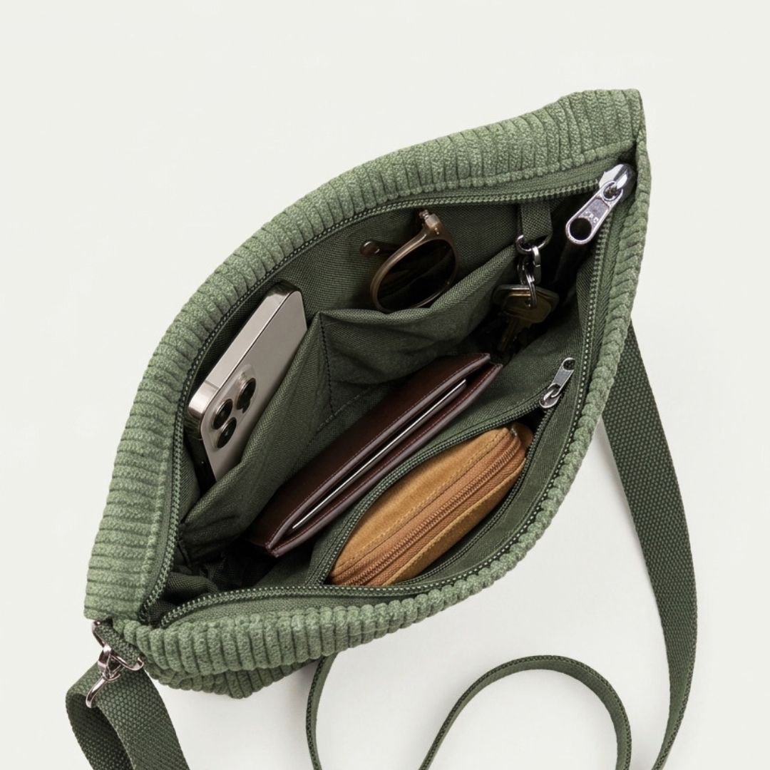 GRETJE Umhängetasche - Umhängetaschen - Cord Muted Olive - Kuratist