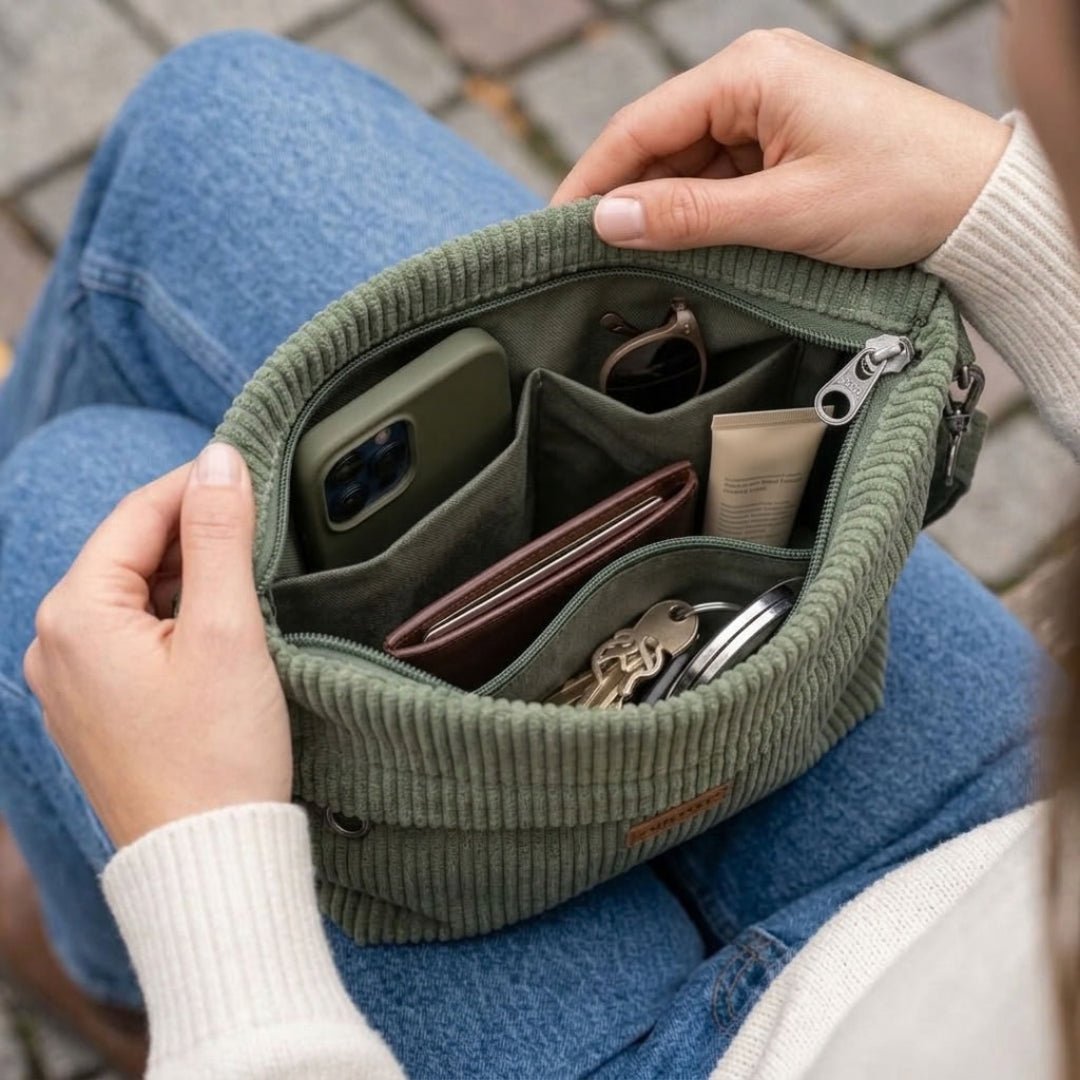 GRETJE Umhängetasche - Umhängetaschen - Cord Muted Olive - Kuratist