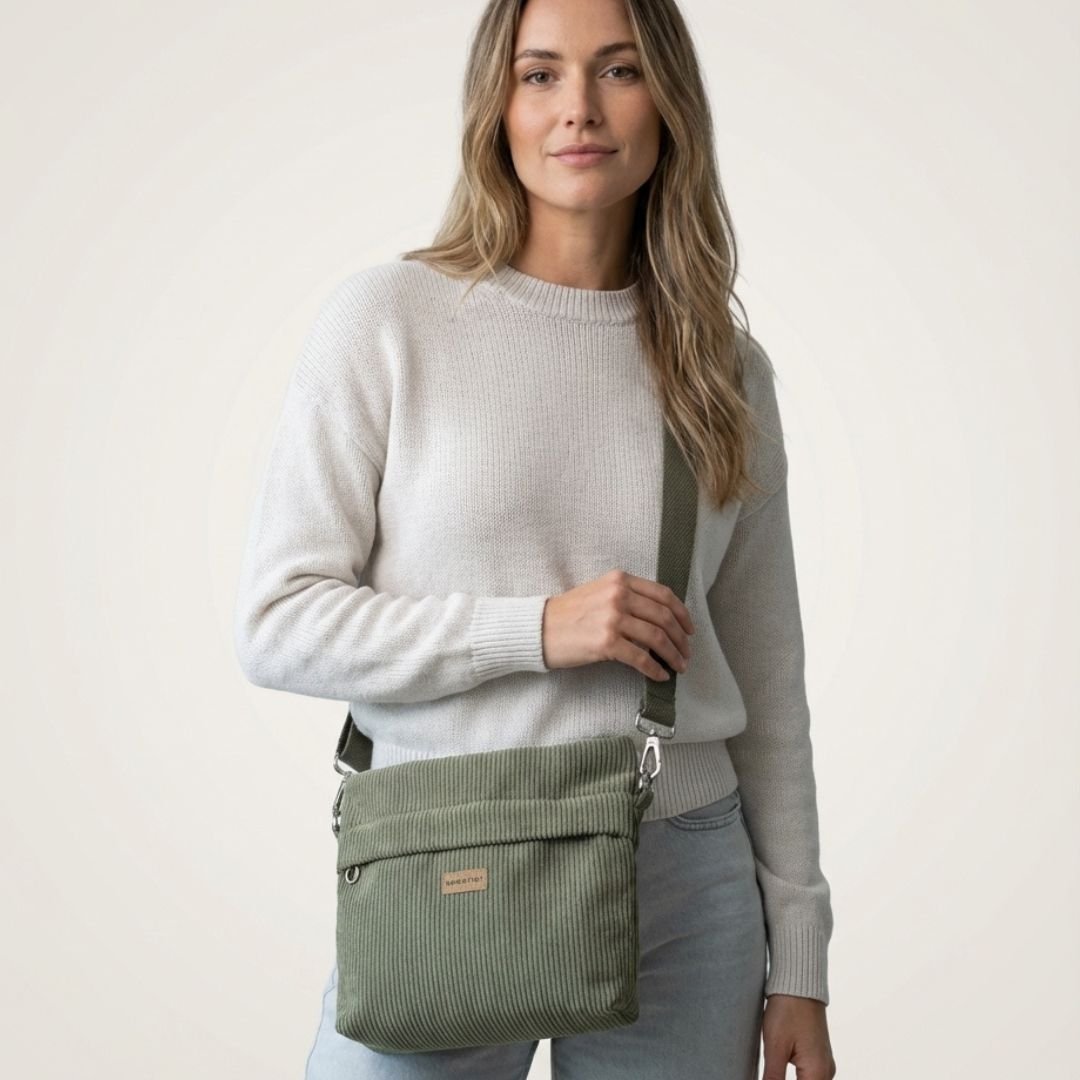 GRETJE Umhängetasche - Umhängetaschen - Cord Muted Olive - Kuratist