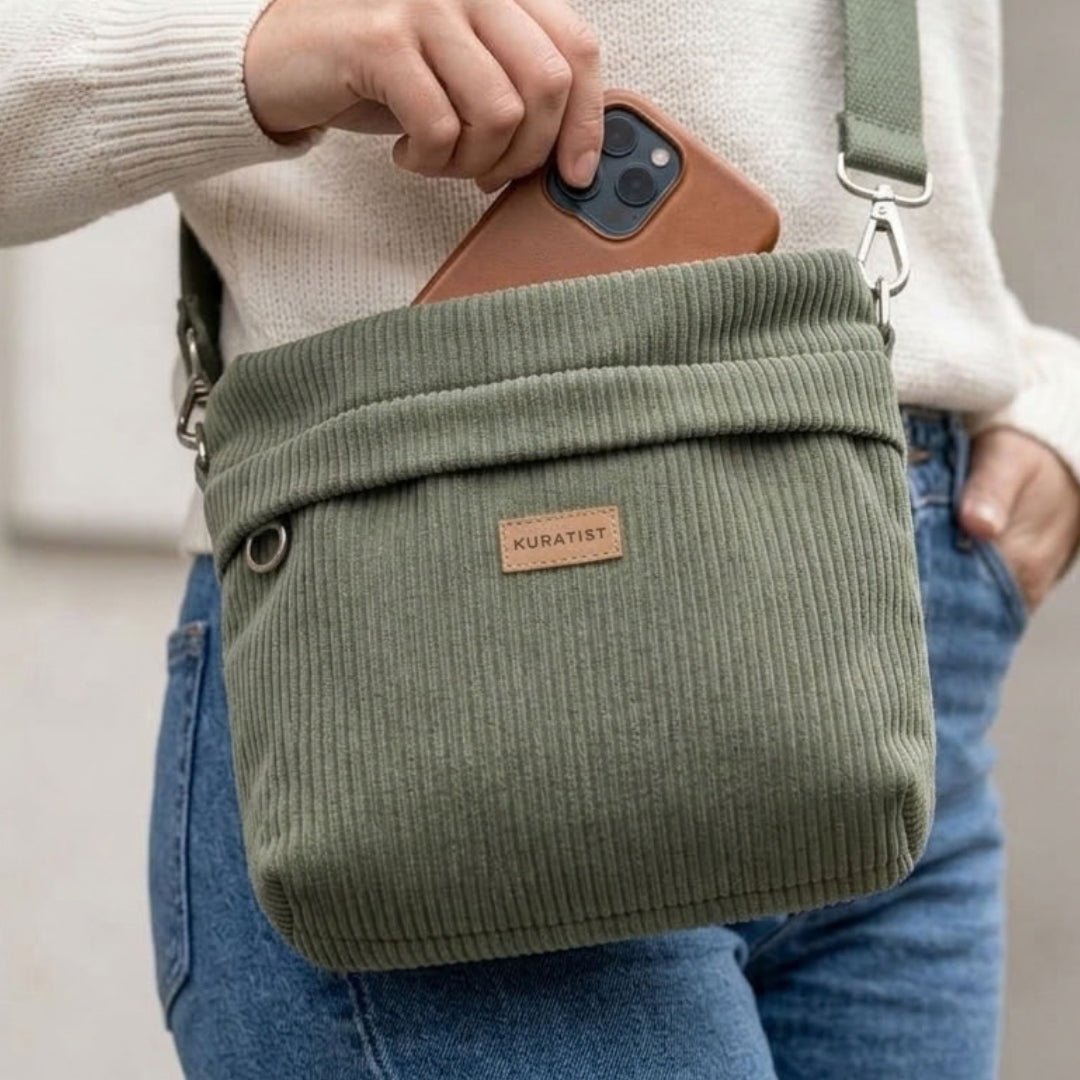 GRETJE Umhängetasche - Umhängetaschen - Cord Muted Olive - Kuratist
