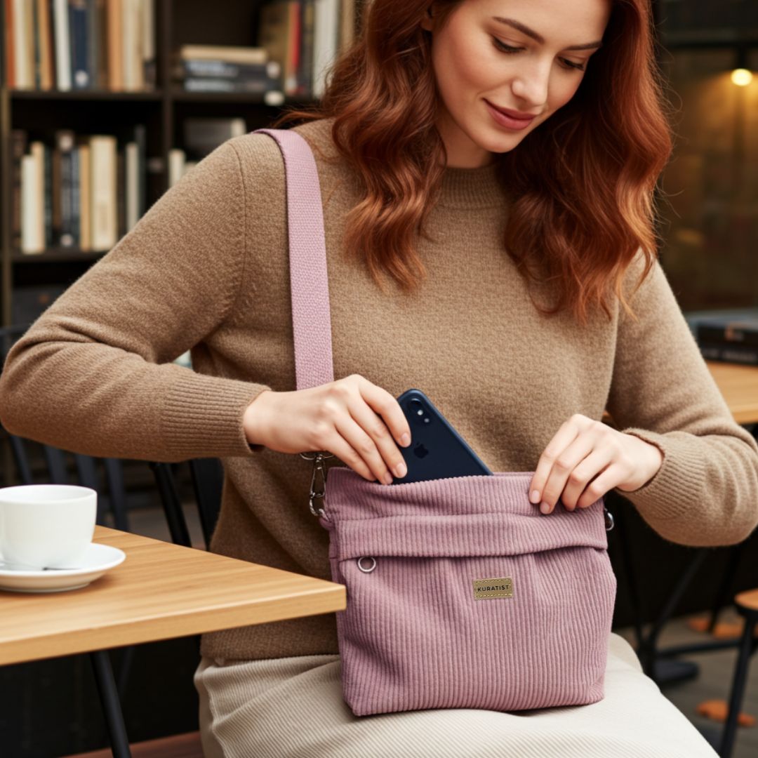 GRETJE Umhängetasche - Umhängetaschen - Cord Ash Rose - Kuratist