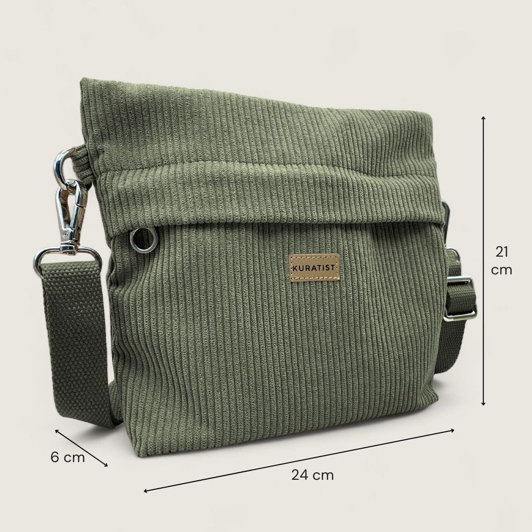 GRETJE Umhängetasche - Umhängetaschen - Cord Muted Olive - Kuratist