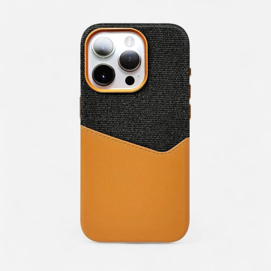 KIVO iPhone Hülle aus Leder & Stoff - Handyhüllen - Grey/Brown - Kuratist