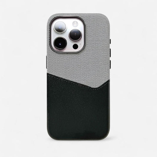 KIVO iPhone Hülle aus Leder & Stoff - Handyhüllen - Grey/Black - Kuratist