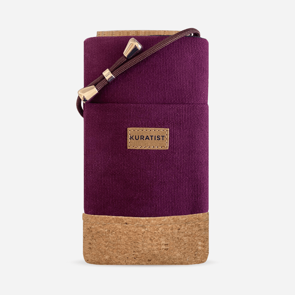 Kuratist NELA Handy Umhängetasche Berry-Cork / L 6.9 Zoll