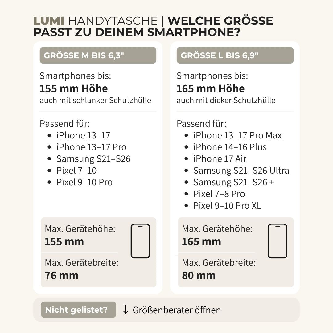LUMI Handytasche aus Leder - Handytaschen - Pebbled Black - Kuratist