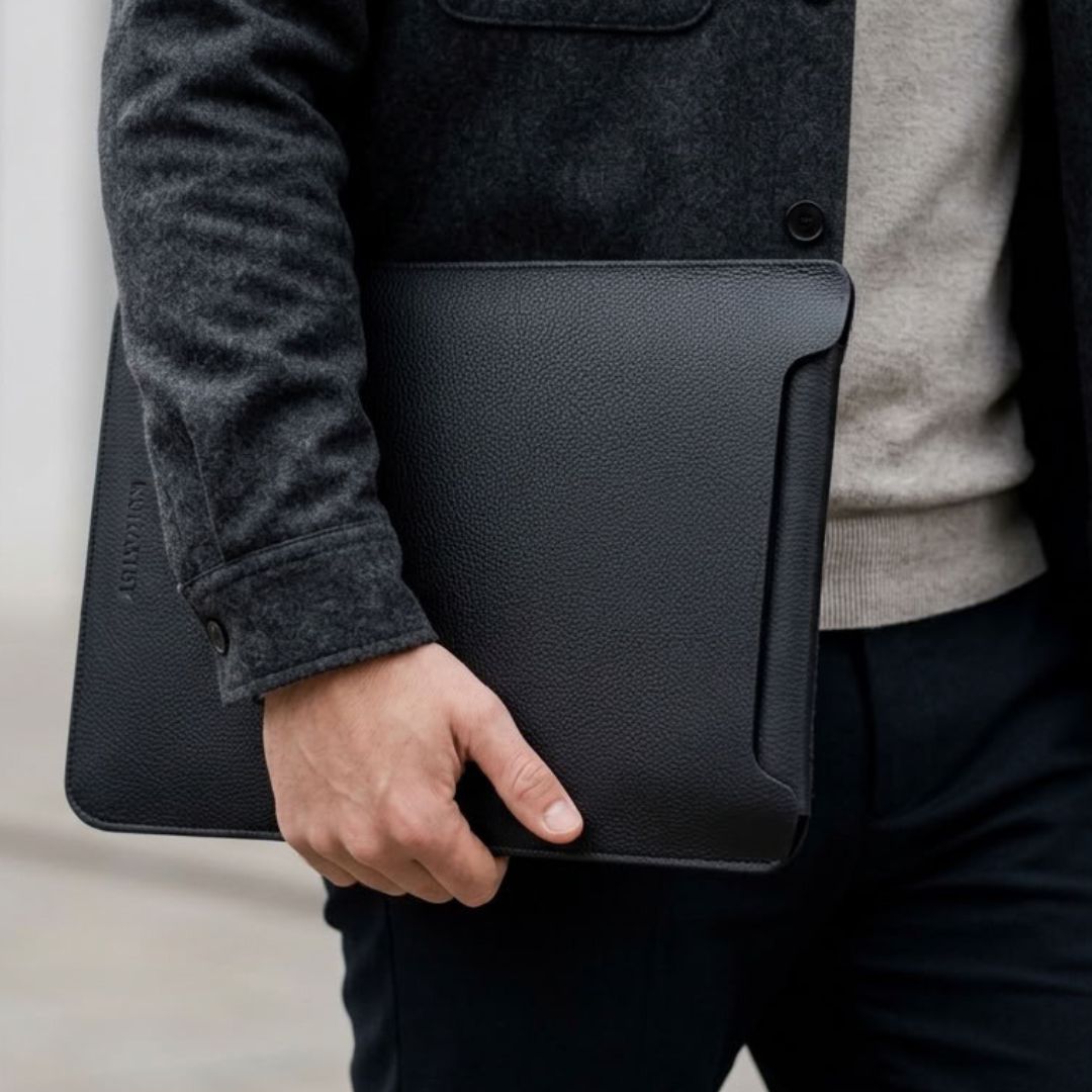 LUMI Laptop Hülle aus Leder für MacBook - Laptophüllen - Black - Kuratist
