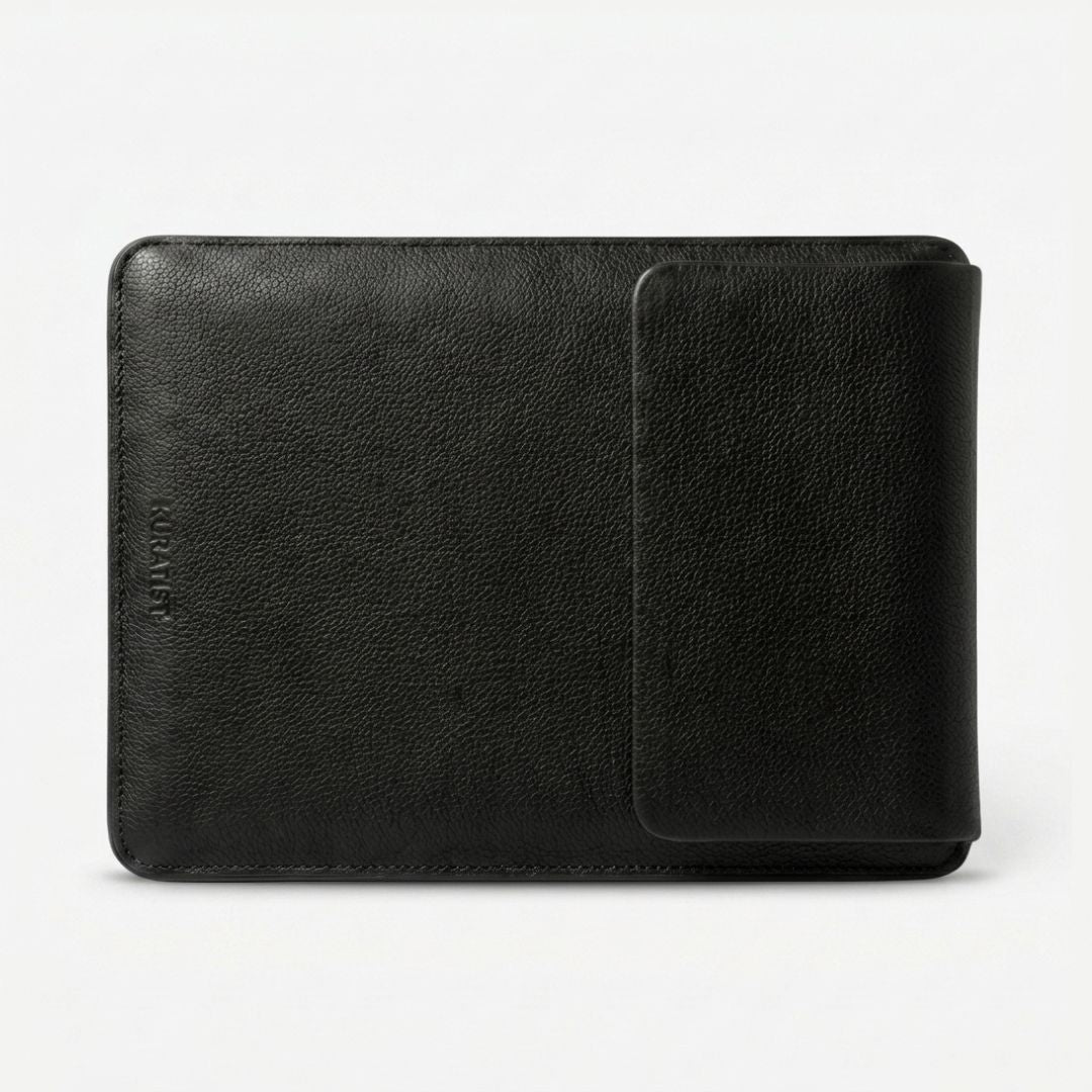 LUMI Laptop Hülle aus Leder für MacBook & Notebooks - Laptophüllen - Pebbled Black - Kuratist