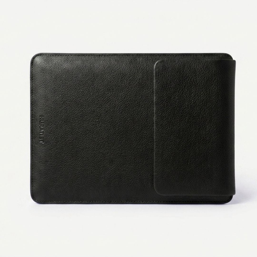LUMI Laptop Hülle aus Leder für MacBook & Notebooks - Laptophüllen - Pebbled Black - Kuratist