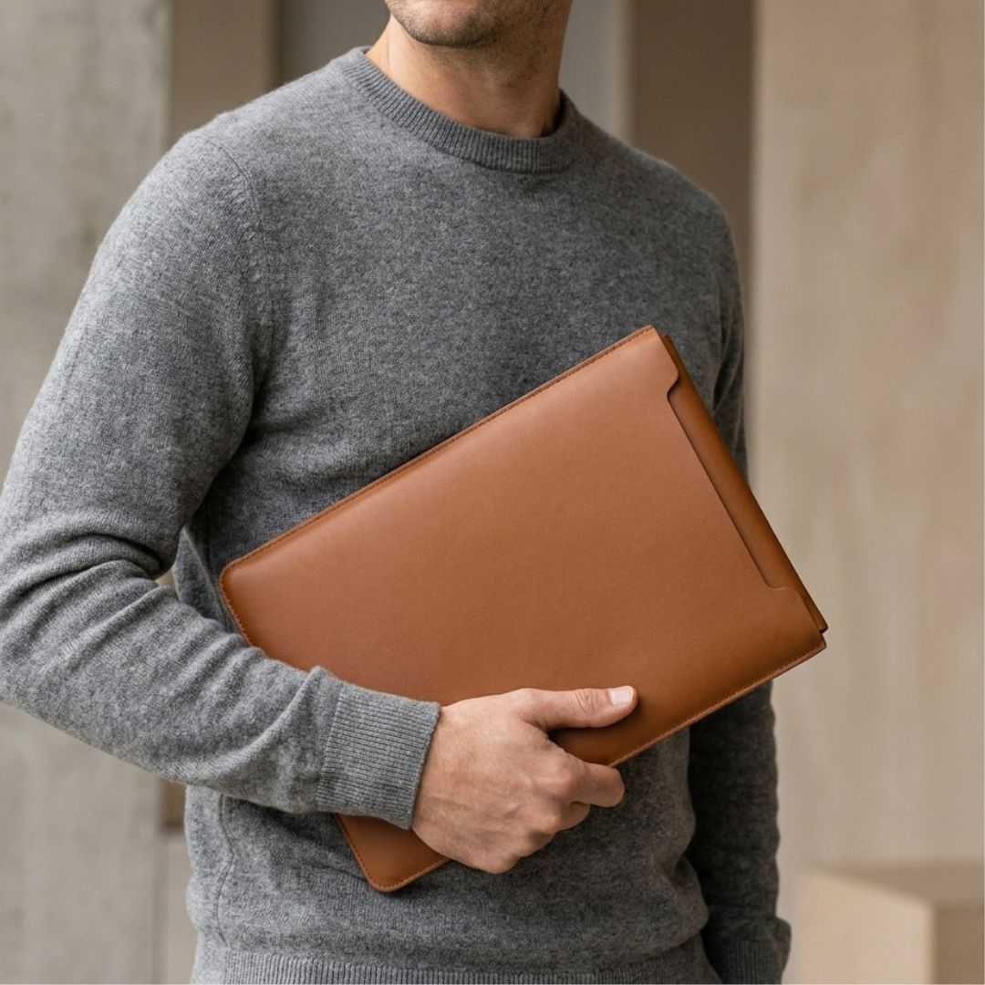 LUMI Laptop Hülle aus Leder für MacBook & Notebooks - Laptophüllen - Nappa Sienna Brown - Kuratist