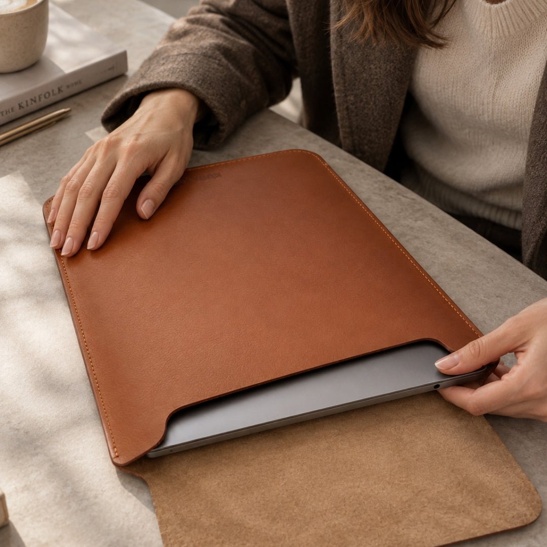 LUMI Laptophülle aus Premium Rindsleder - Laptophüllen - Nappa Sienna Brown - Kuratist