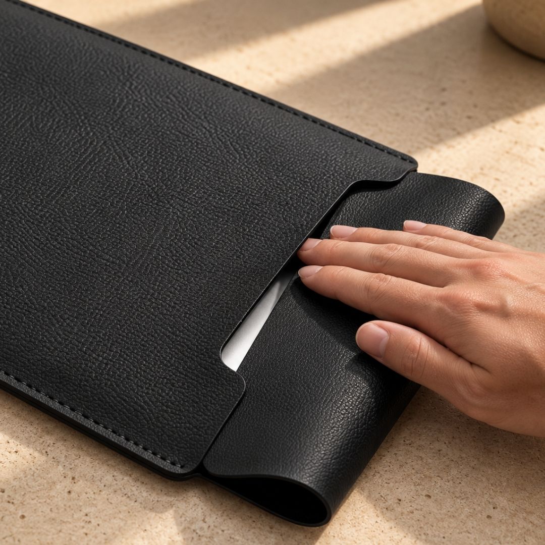LUMI Laptophülle (Premium Echtleder) - Laptophüllen - Black Pebble Grain - Kuratist