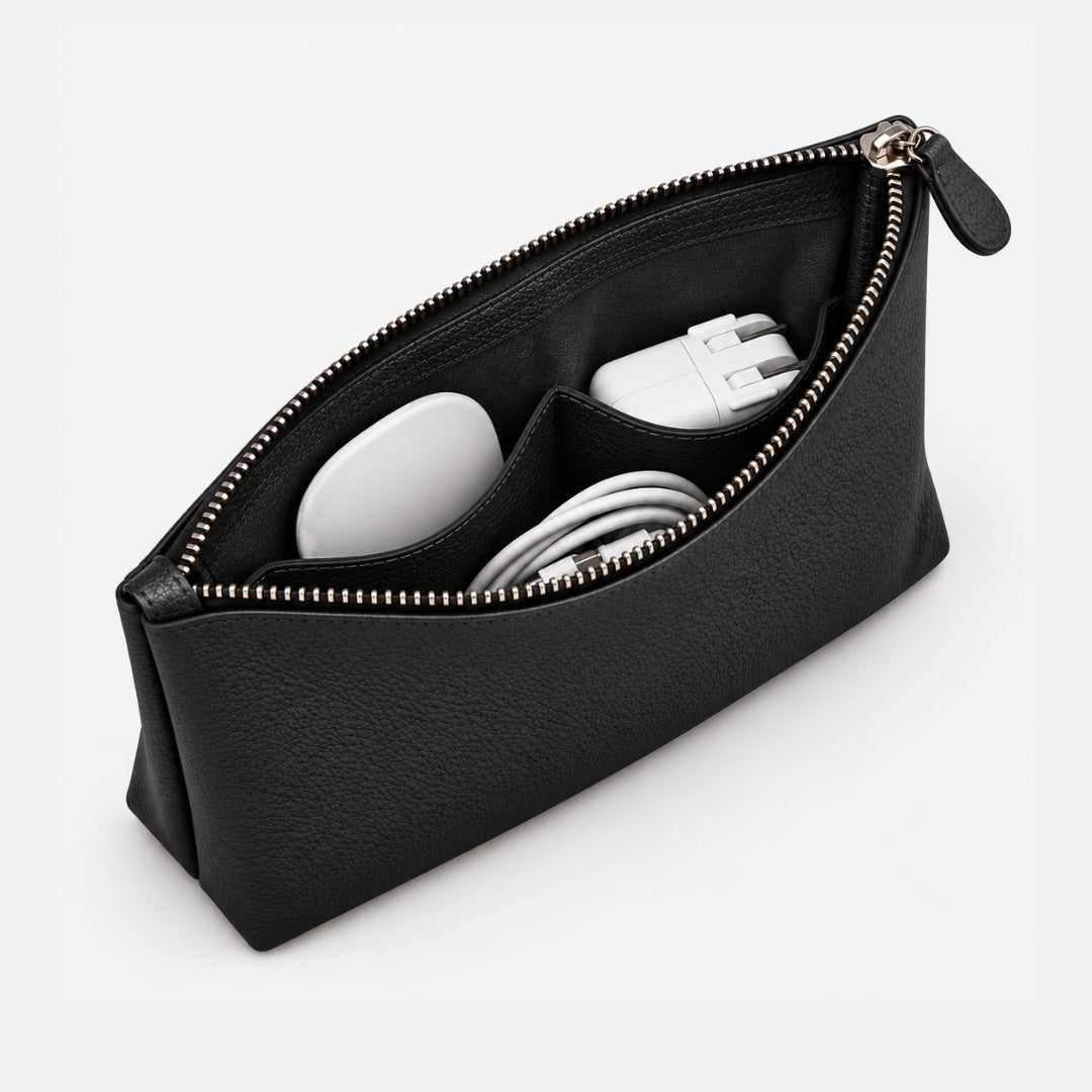 LUMI Tech-Organizer (Premium Echtleder) - Zubehör Taschen - Black Pebble Grain - Kuratist