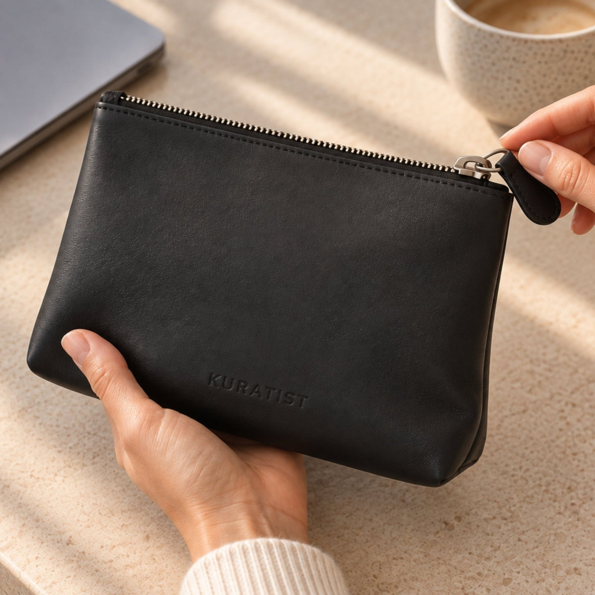 LUMI Tech-Organizer (Premium Echtleder) - Zubehör Taschen - Black Pebble Grain - Kuratist