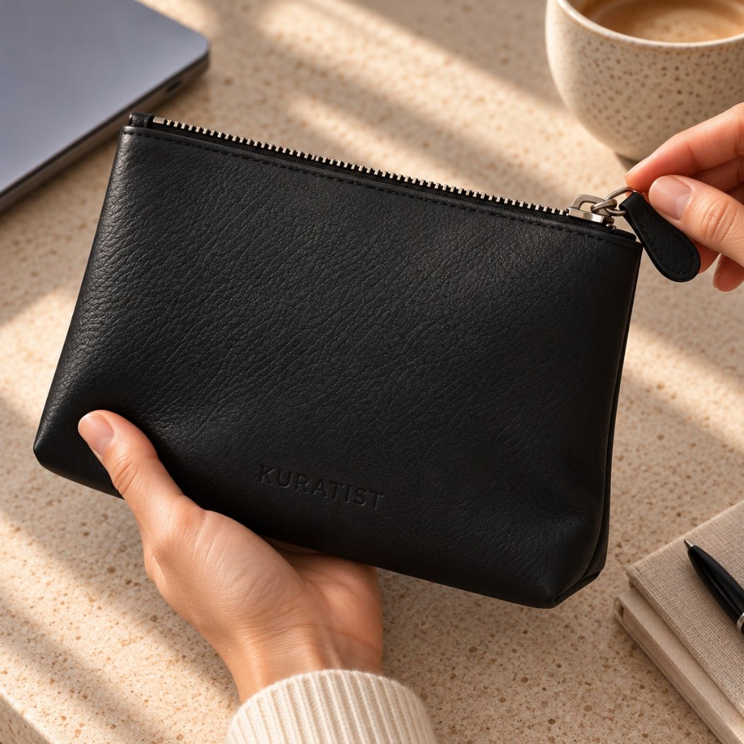 LUMI Tech-Organizer (Premium Echtleder) - Zubehör Taschen - Black Pebble Grain - Kuratist