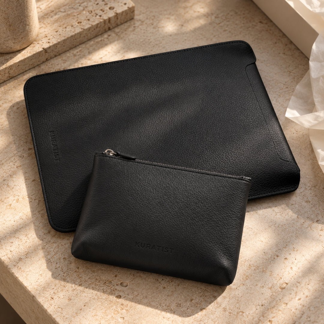 LUMI Tech-Organizer (Premium Echtleder) - Zubehör Taschen - Black Pebble Grain - Kuratist