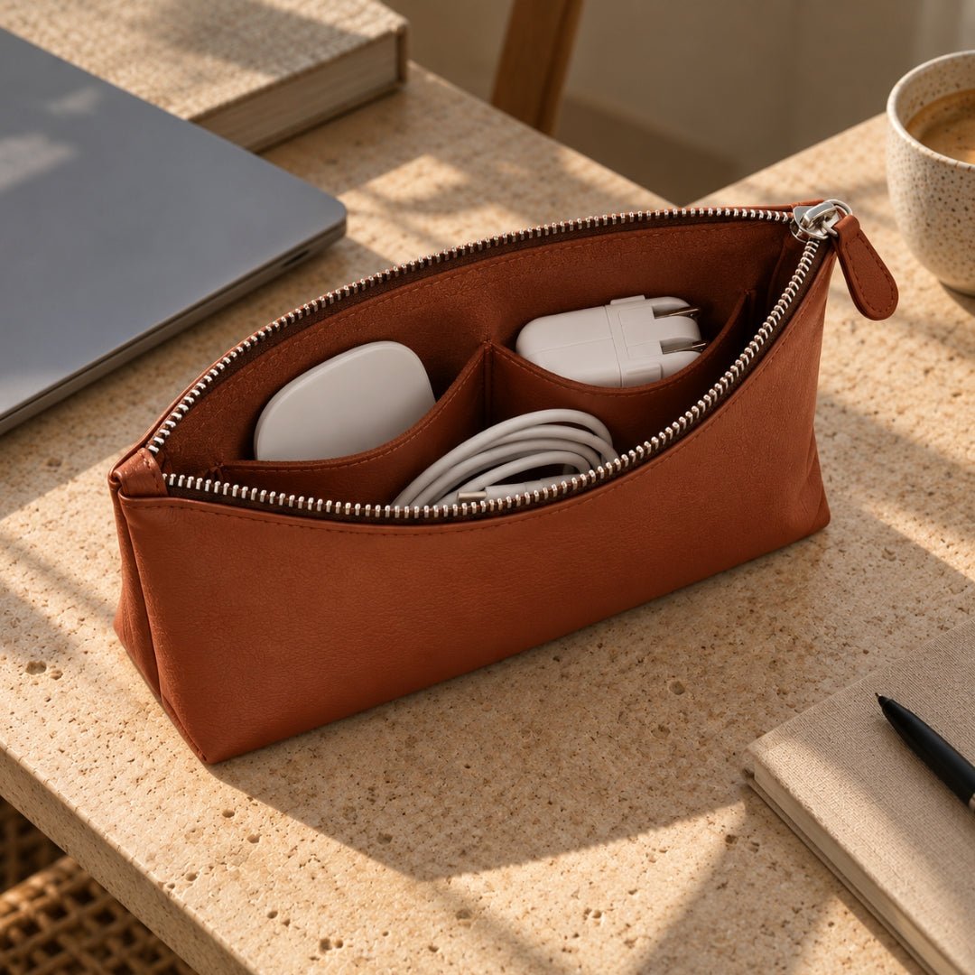 LUMI Tech-Organizer (Premium Echtleder) - Zubehör Taschen - Sienna Brown Fine Nappa - Kuratist
