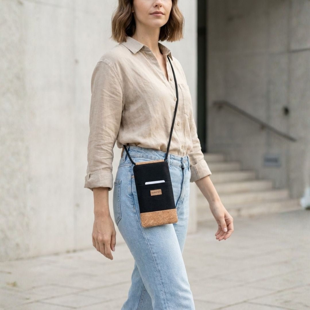 NELA Handytasche zum Umhängen - Handytasche zum Umhängen - Black Cork - Kuratist