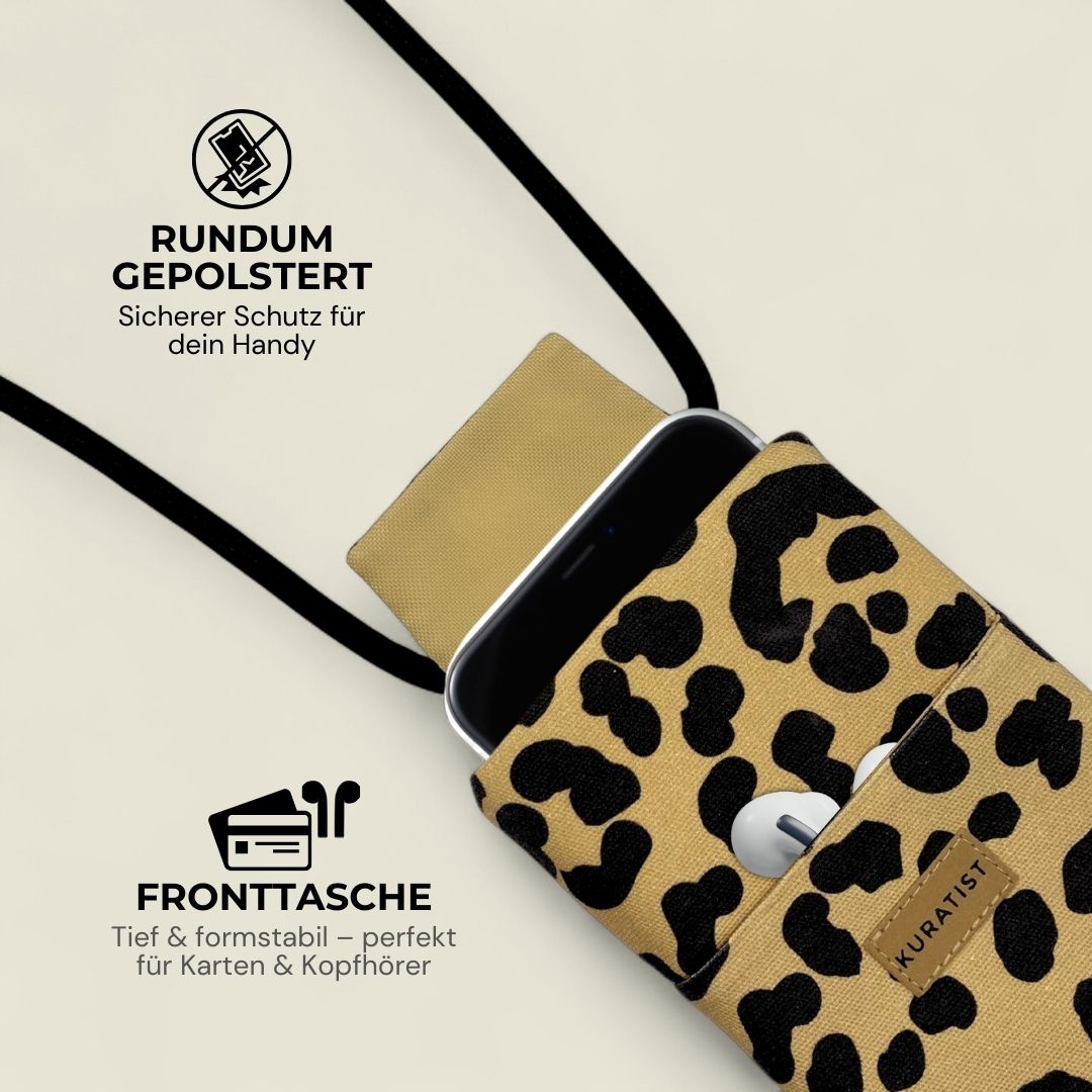 NELA Handytasche zum Umhängen Bedruckt - Handytasche zum Umhängen - Leopard - Kuratist
