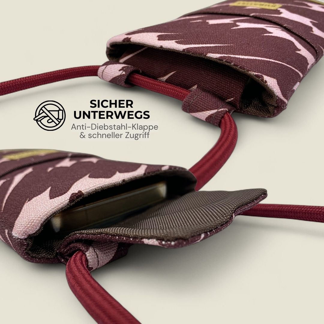 NELA Handytasche zum Umhängen Bedruckt - Handytasche zum Umhängen - Merlot Brush - Kuratist