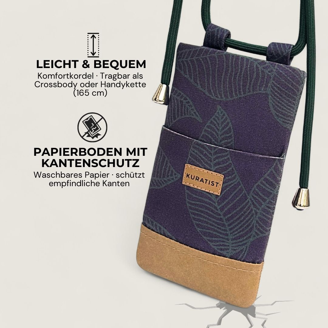 NELA Handytasche zum Umhängen Bedruckt - Handytasche zum Umhängen - Nocturnal Leaves Paper - Kuratist