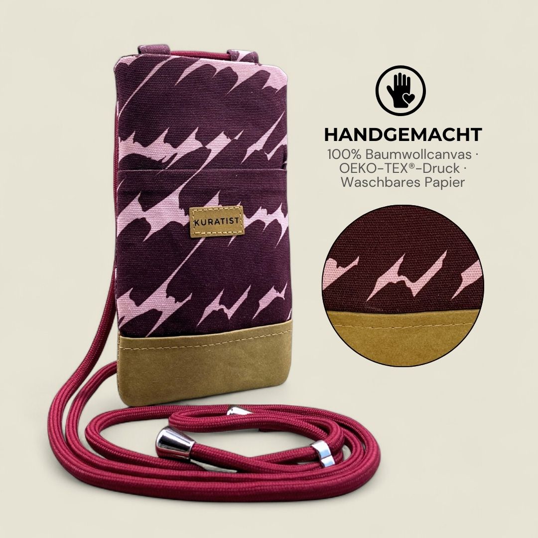 NELA Handytasche zum Umhängen Bedruckt - Handytasche zum Umhängen - Merlot Brush - Kuratist