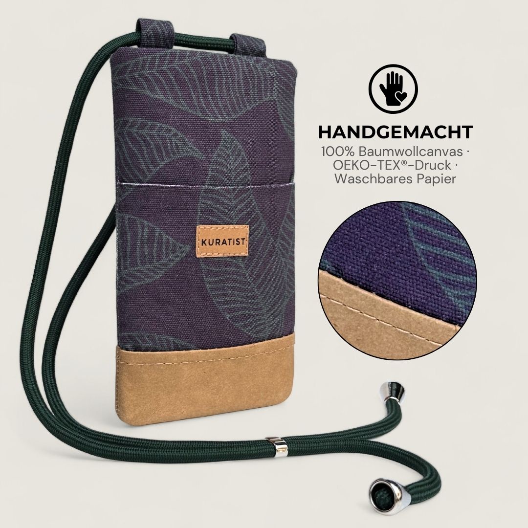 NELA Handytasche zum Umhängen Bedruckt - Handytasche zum Umhängen - Nocturnal Leaves Paper - Kuratist