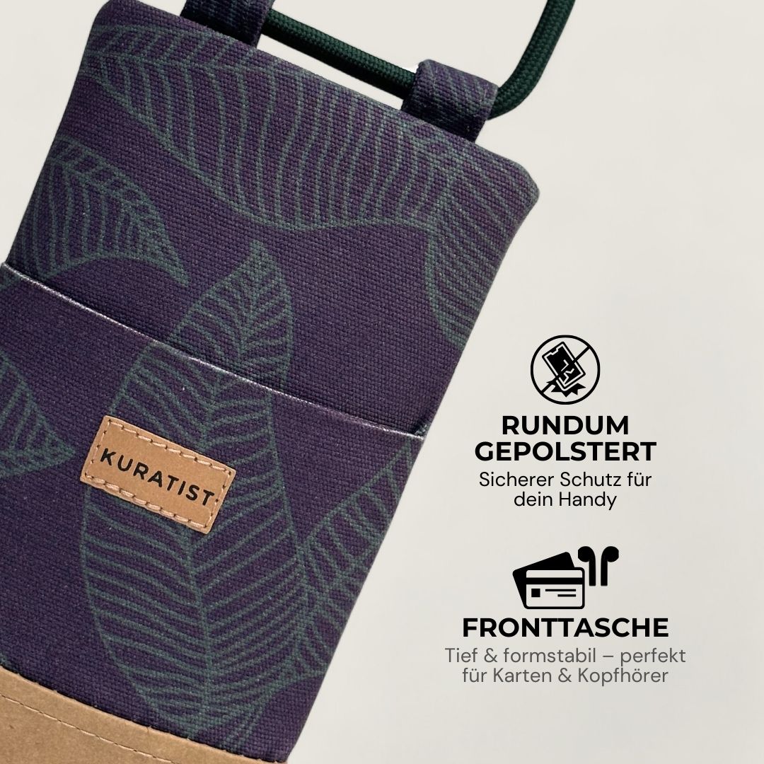 NELA Handytasche zum Umhängen Bedruckt - Handytasche zum Umhängen - Nocturnal Leaves Paper - Kuratist