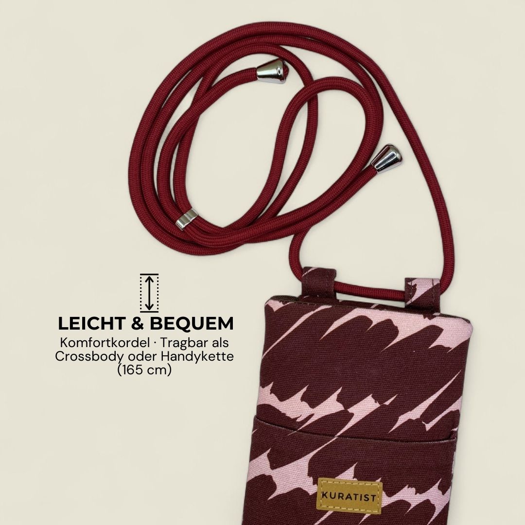 NELA Handytasche zum Umhängen Bedruckt - Handytasche zum Umhängen - Merlot Brush - Kuratist