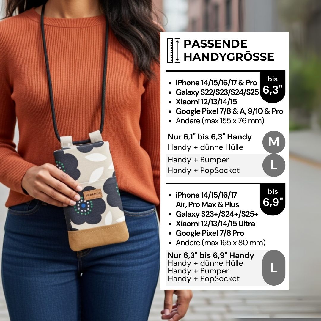 NELA Handytasche zum Umhängen Bedruckt - Handytasche zum Umhängen - Midnight Bloom Paper - Kuratist