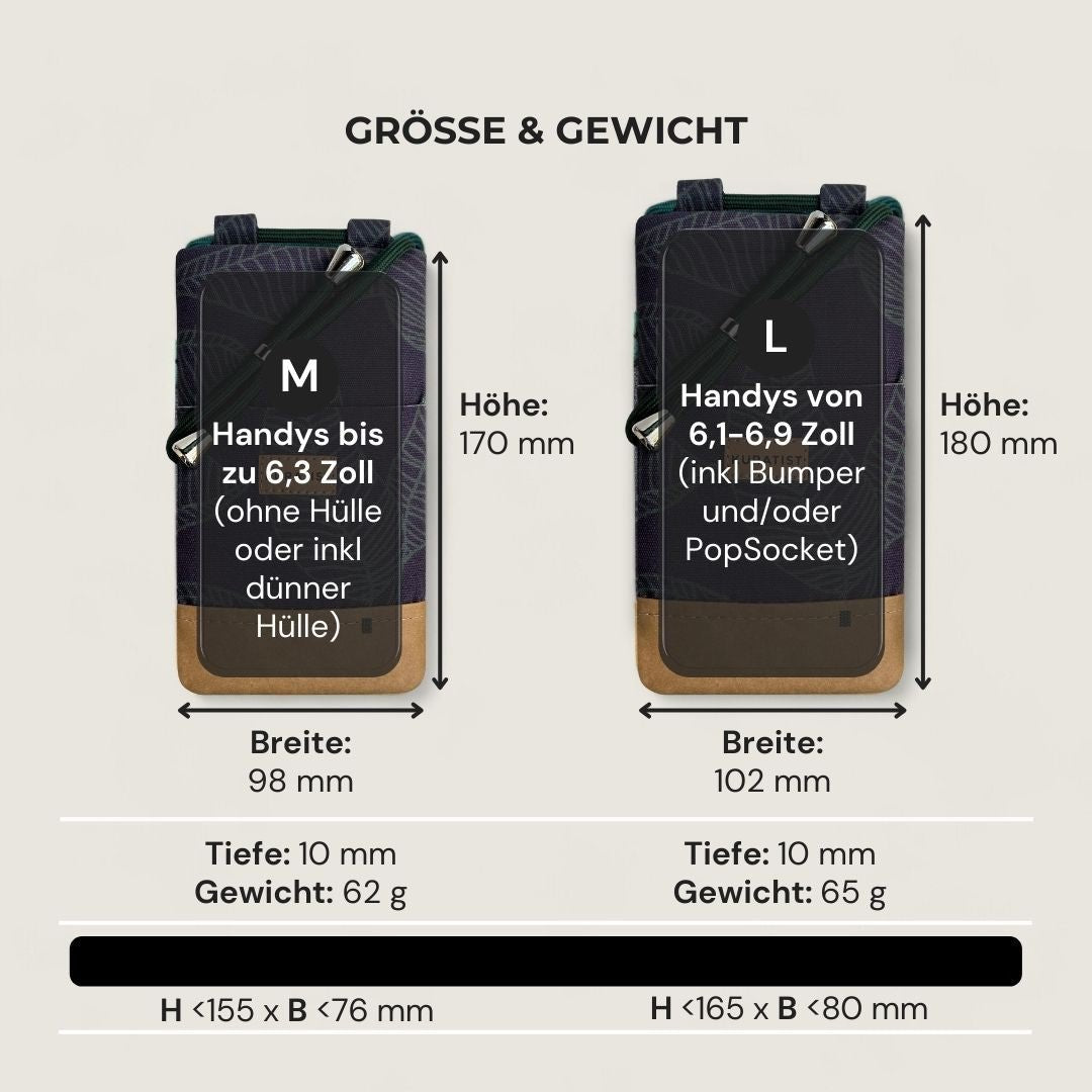 NELA Handytasche zum Umhängen Bedruckt - Handytasche zum Umhängen - Nocturnal Leaves Paper - Kuratist