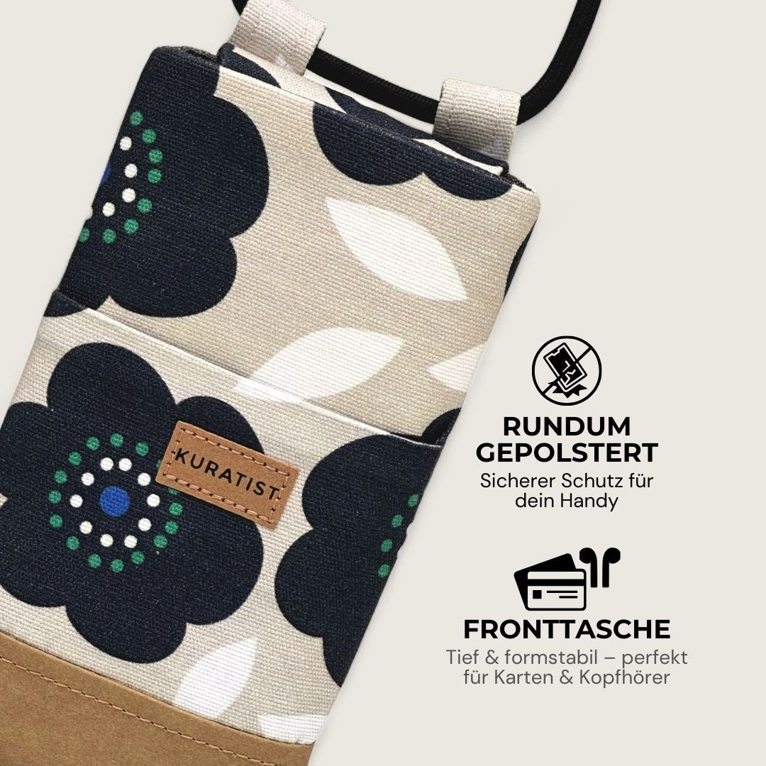 NELA Handytasche zum Umhängen Bedruckt - Handytasche zum Umhängen - Midnight Bloom Paper - Kuratist