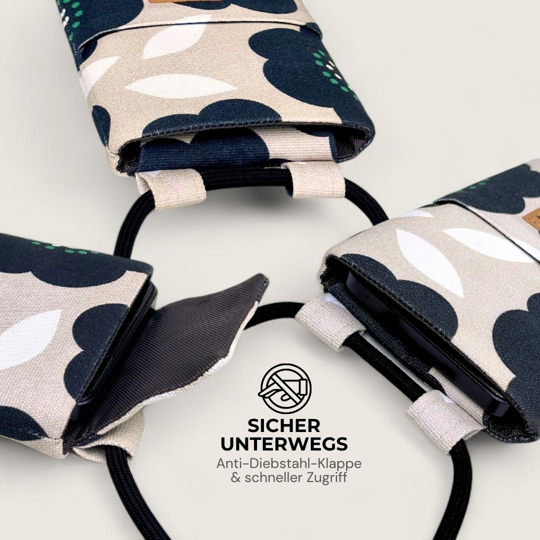 NELA Handytasche zum Umhängen Bedruckt - Handytasche zum Umhängen - Midnight Bloom Paper - Kuratist