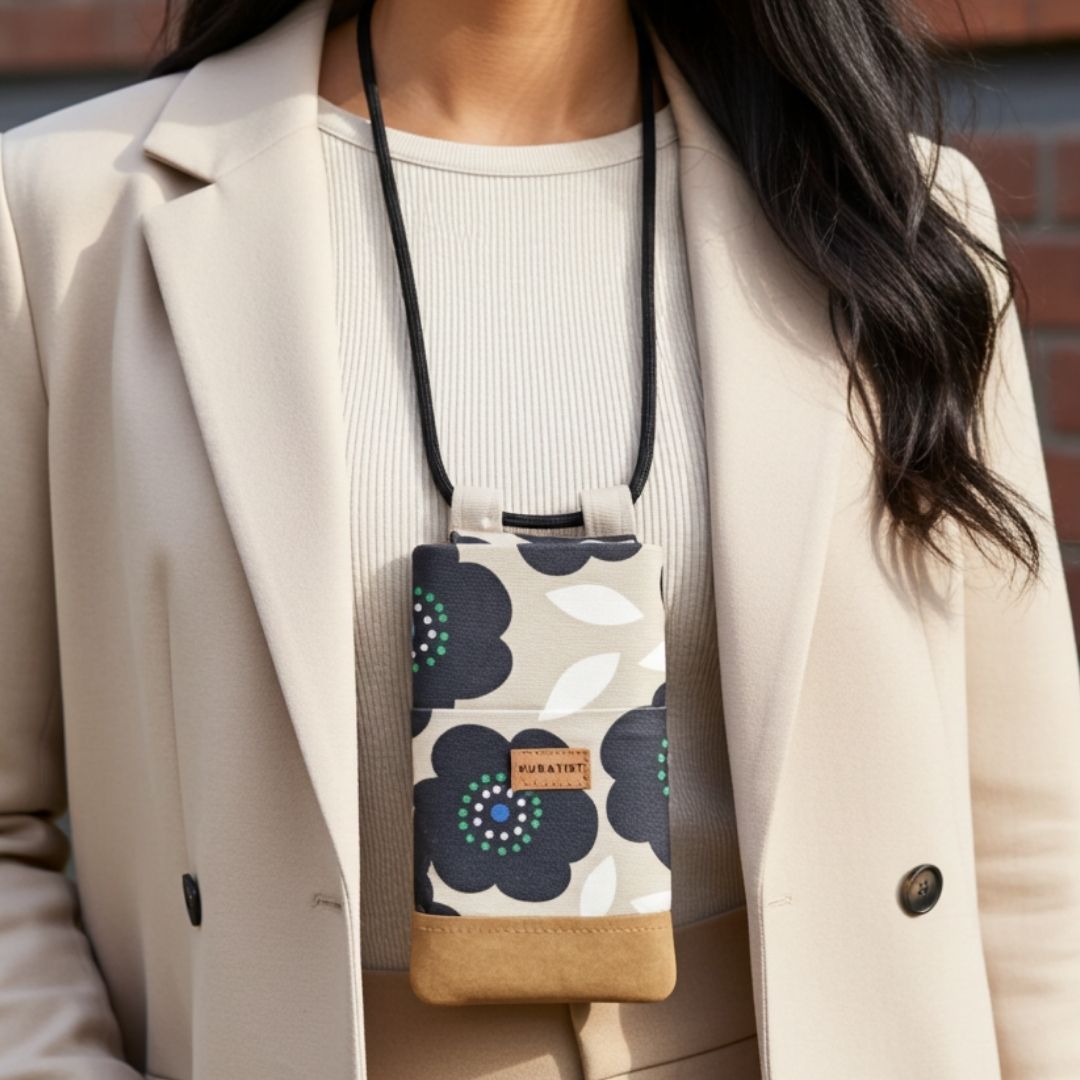 NELA Handytasche zum Umhängen Bedruckt - Handytasche zum Umhängen - Midnight Bloom Paper - Kuratist