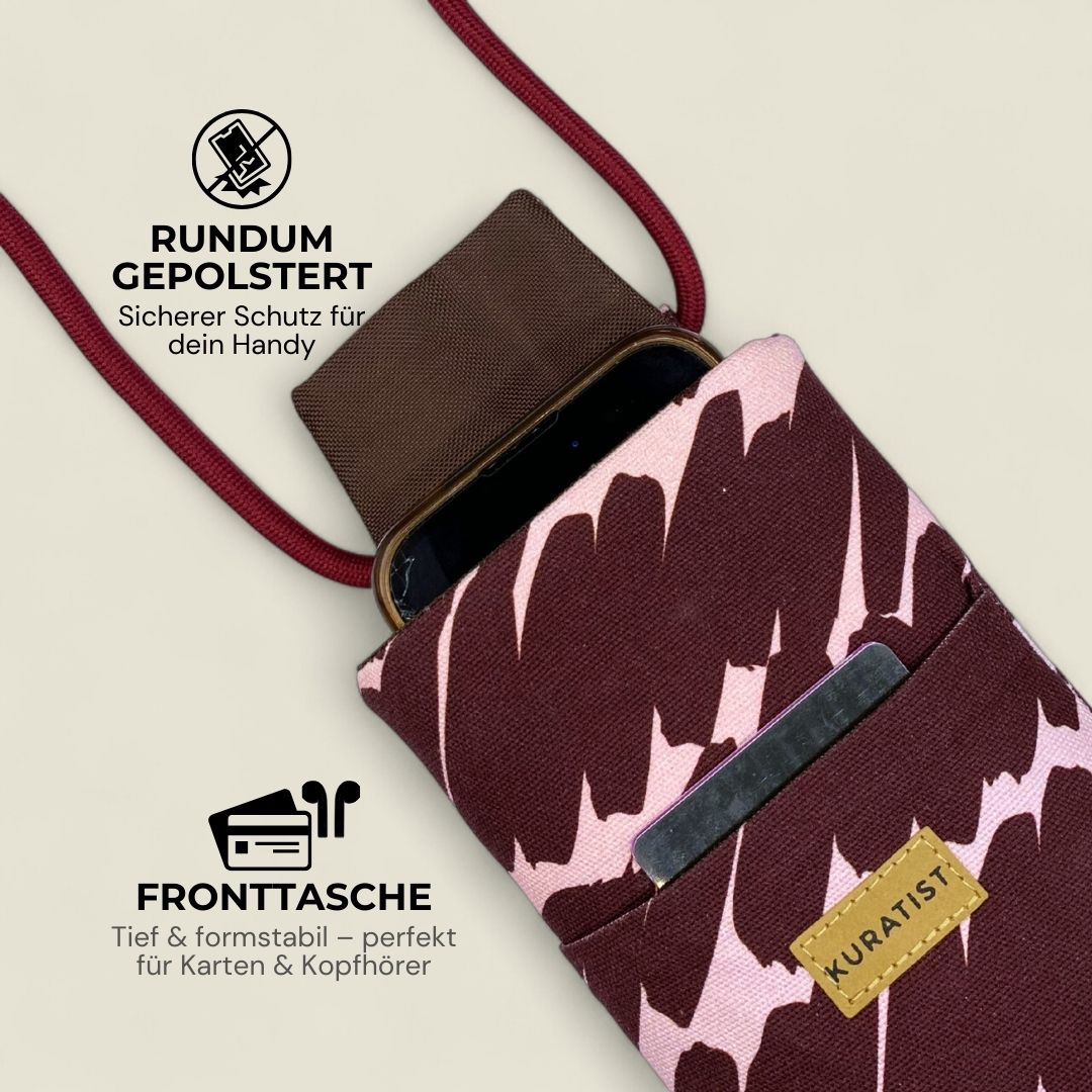 NELA Handytasche zum Umhängen Bedruckt - Handytasche zum Umhängen - Merlot Brush - Kuratist