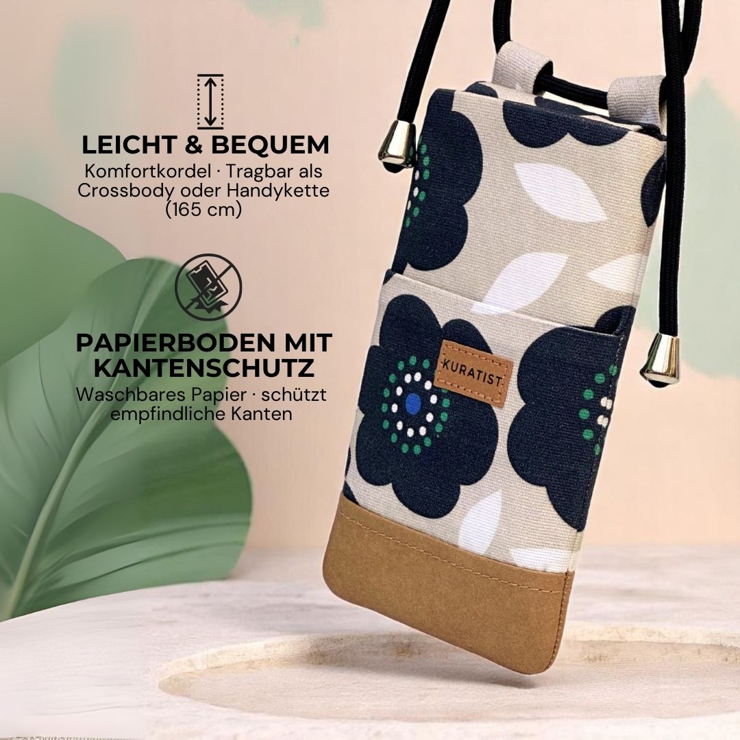 NELA Handytasche zum Umhängen Bedruckt - Handytasche zum Umhängen - Midnight Bloom Paper - Kuratist