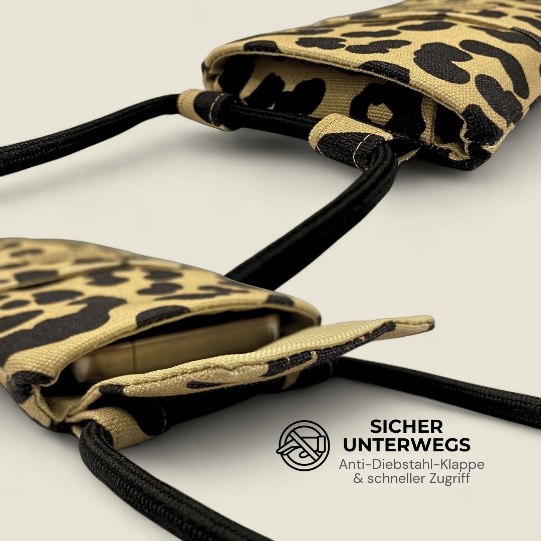 NELA Handytasche zum Umhängen Bedruckt - Handytasche zum Umhängen - Leopard - Kuratist