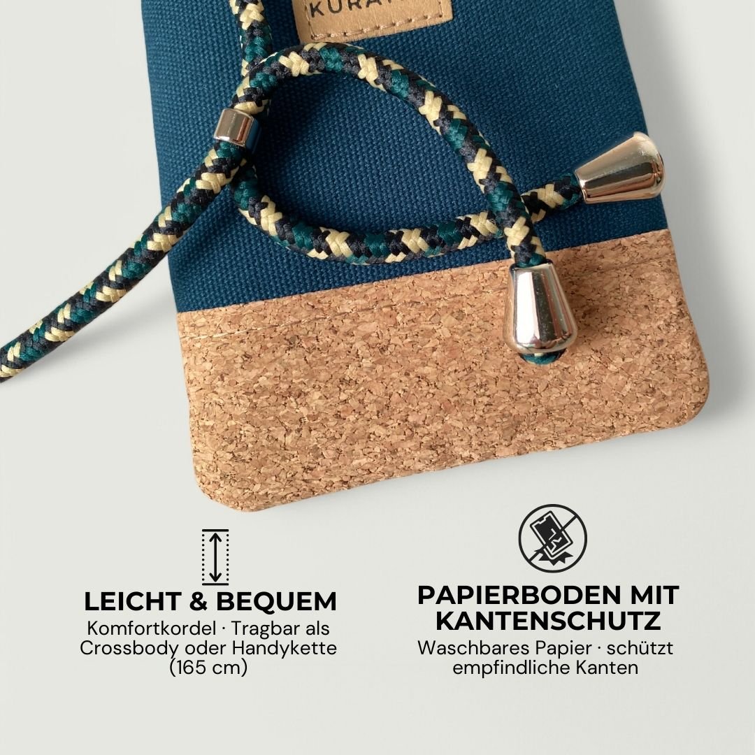 NELA Handytasche zum Umhängen - Handytasche zum Umhängen - Teal Cork - Kuratist