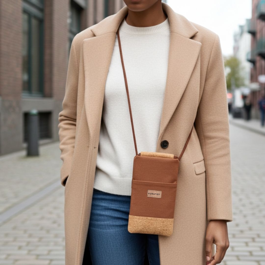 NELA Handytasche zum Umhängen - Handytasche zum Umhängen - Caramel Cork - Kuratist