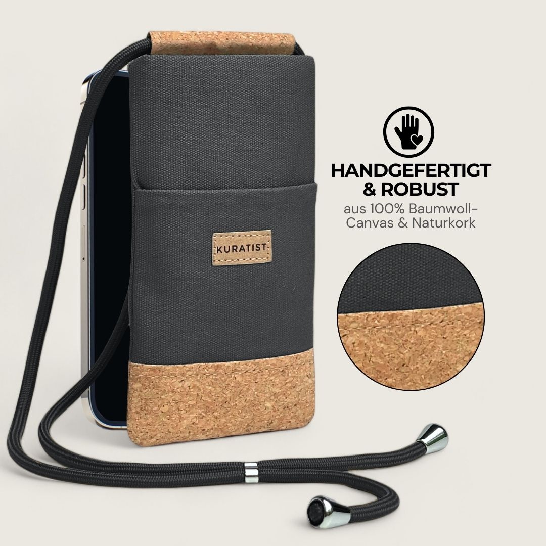 NELA Handytasche zum Umhängen - Handytasche zum Umhängen - Warm Charcoal Cork - Kuratist