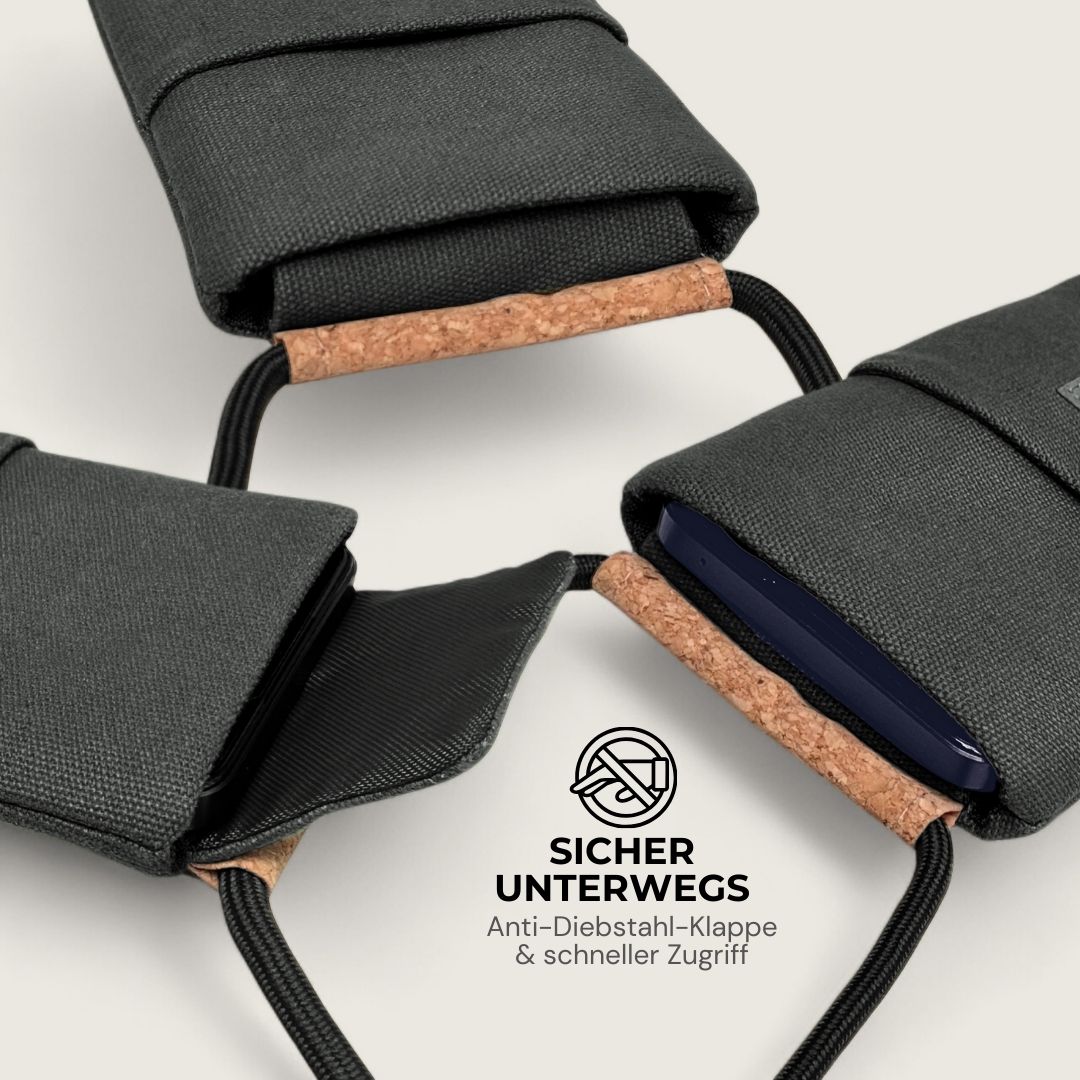 NELA Handytasche zum Umhängen - Handytasche zum Umhängen - Warm Charcoal Cork - Kuratist