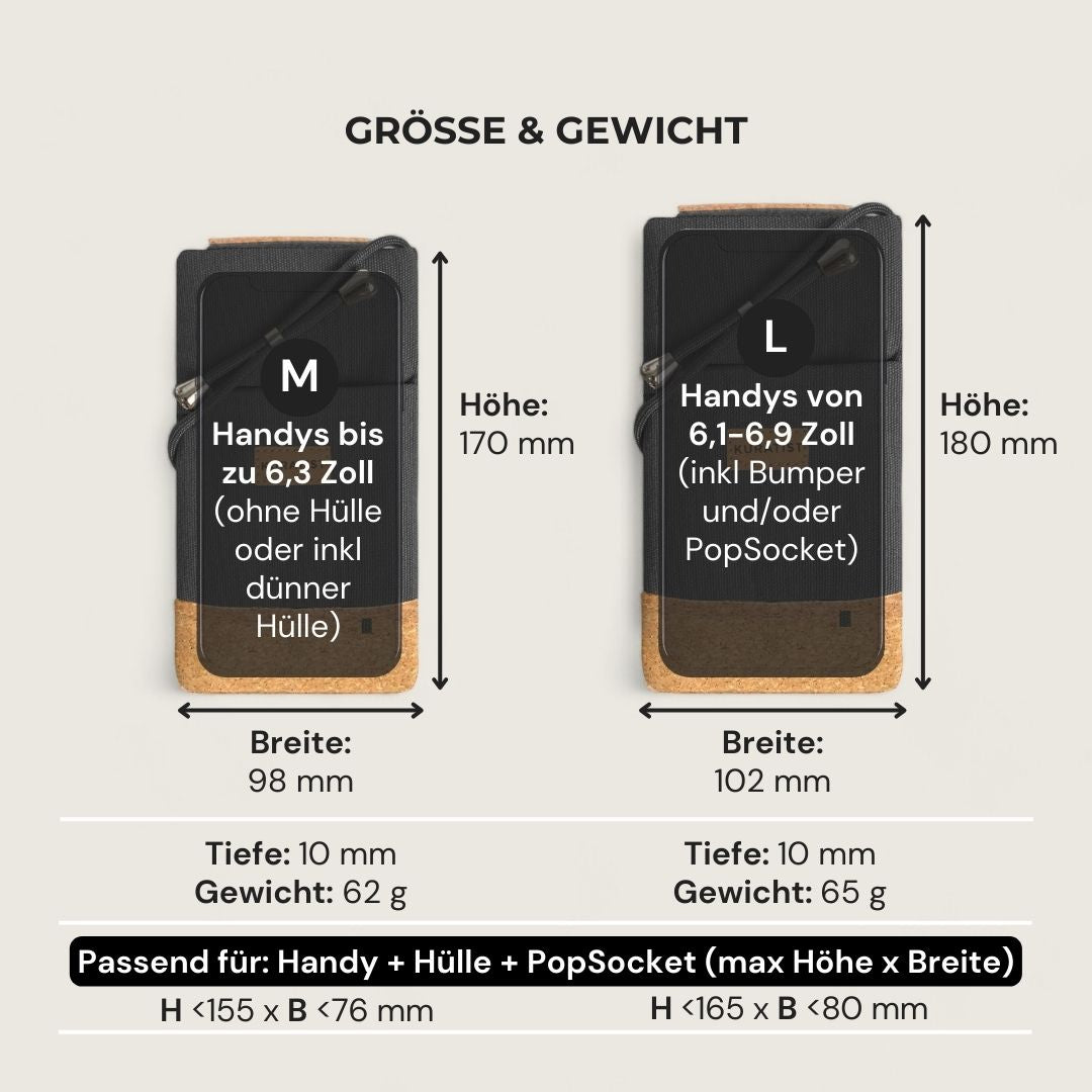 NELA Handytasche zum Umhängen - Handytasche zum Umhängen - Warm Charcoal Cork - Kuratist