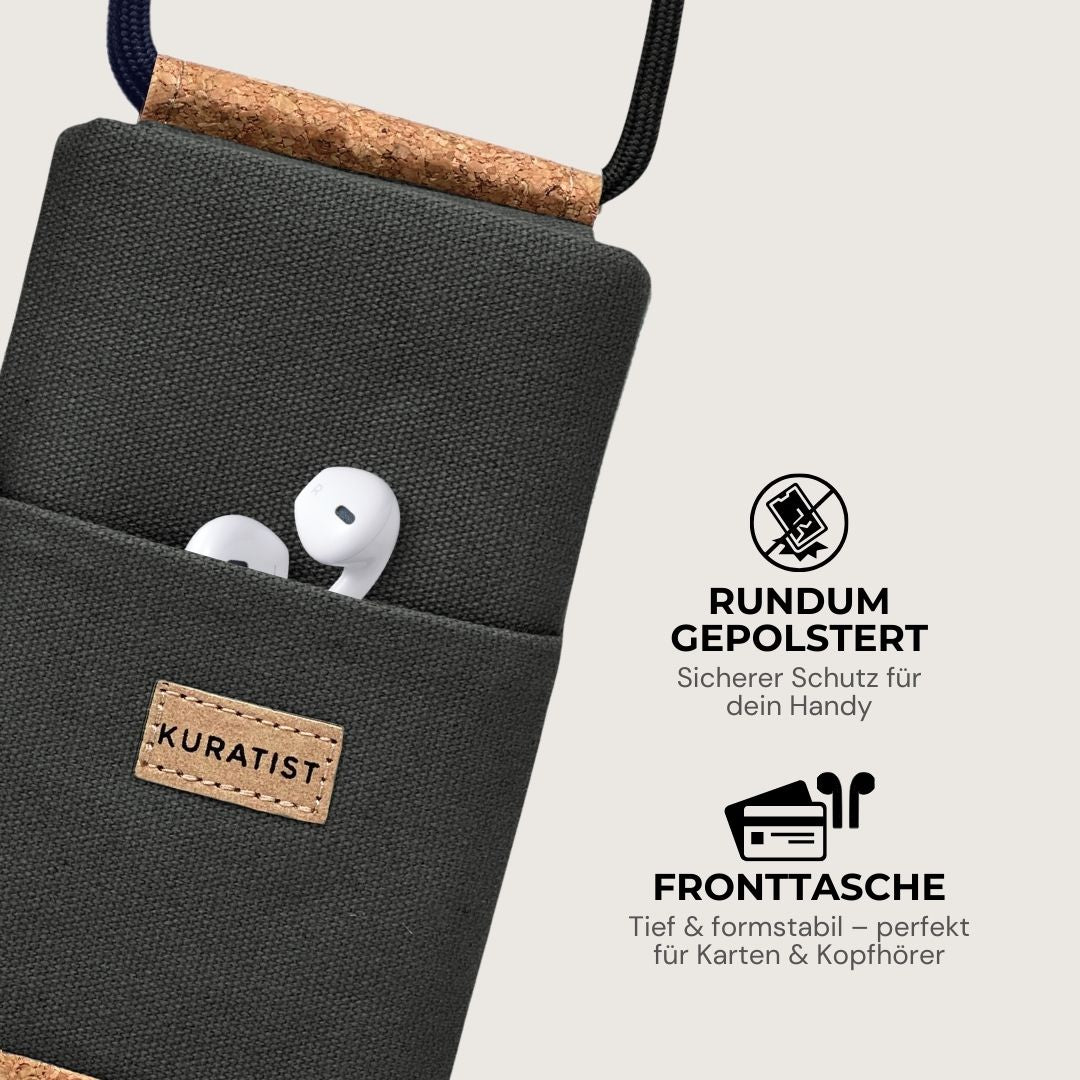 NELA Handytasche zum Umhängen - Handytasche zum Umhängen - Warm Charcoal Cork - Kuratist