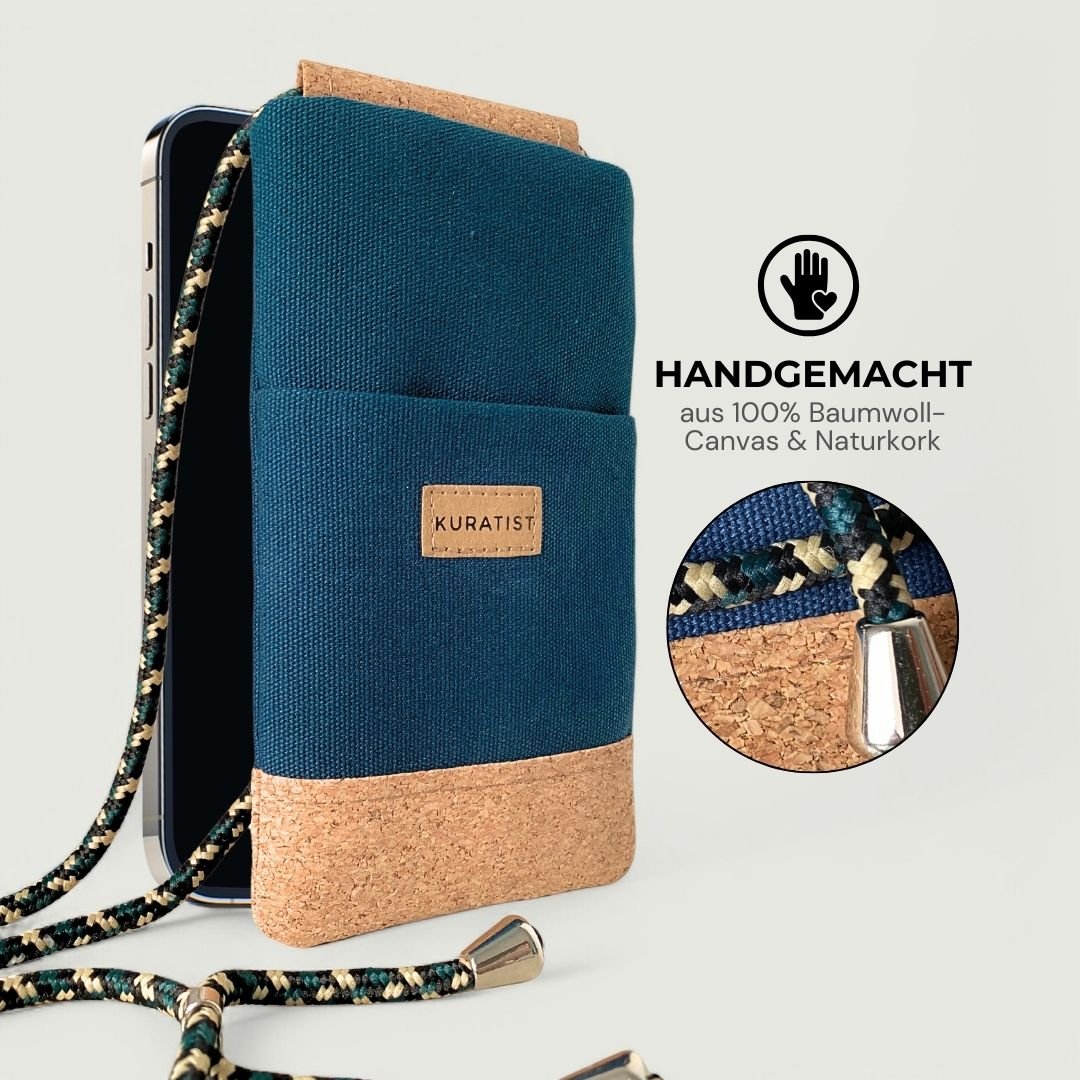 NELA Handytasche zum Umhängen - Handytasche zum Umhängen - Teal Cork - Kuratist